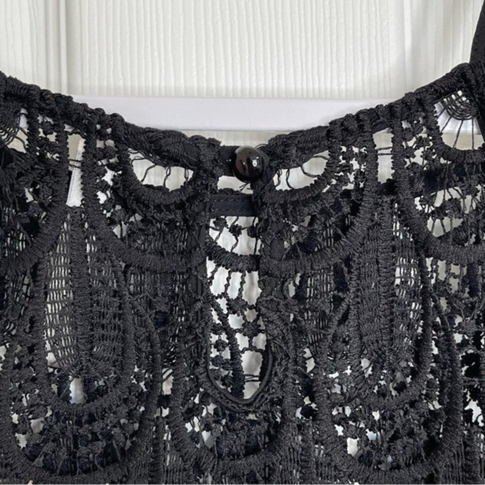 RNB Crochet Overlay Black Dress Witchy Goth Grunge Whimsigoth Party Cocktail Lrg - Picture 11 of 15